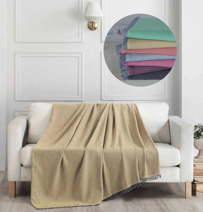 L'essentiel linge de maison Funda de Sofá 175x230 cm Mostaza 100% Algodón Suave y Duradera